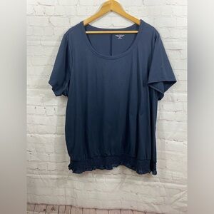 Lane Bryant Fitted Crew Tee Womens Plus Size 26/28 Navy Blue Cinched Waist